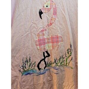 Vintage Shane Lee Sz Medium PINK Colorful Flamingo LONG SLEEVE BLOUSE